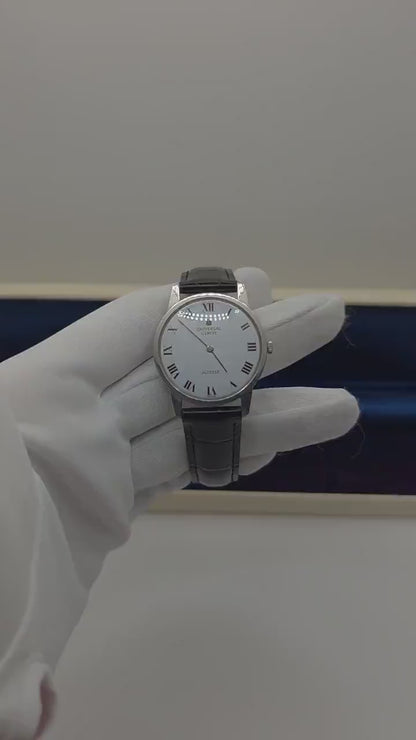 Vintage Universal Genève Altesse Watch | Swiss Mechanical, Black Leather, w/ Box