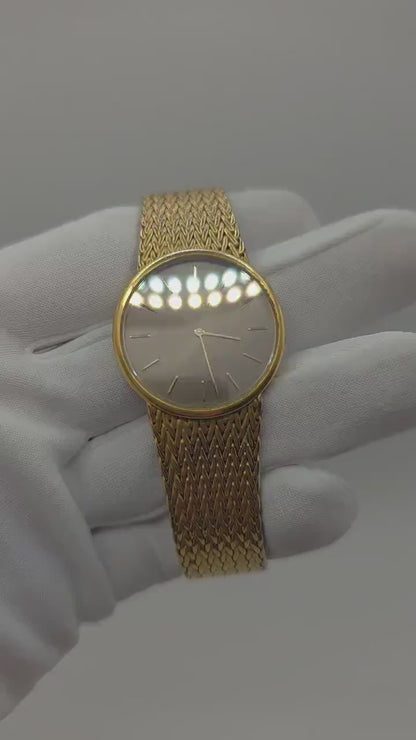 Omega De Ville 1365 Vintage Quartz – Gold-Tone Mesh Bracelet – Slim Minimalist Classic – Unisex Swiss Watch