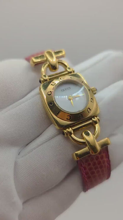 Gucci Gold Tone Watch | Model 6300L | Leather Strap | Swiss Made | Women | - 122