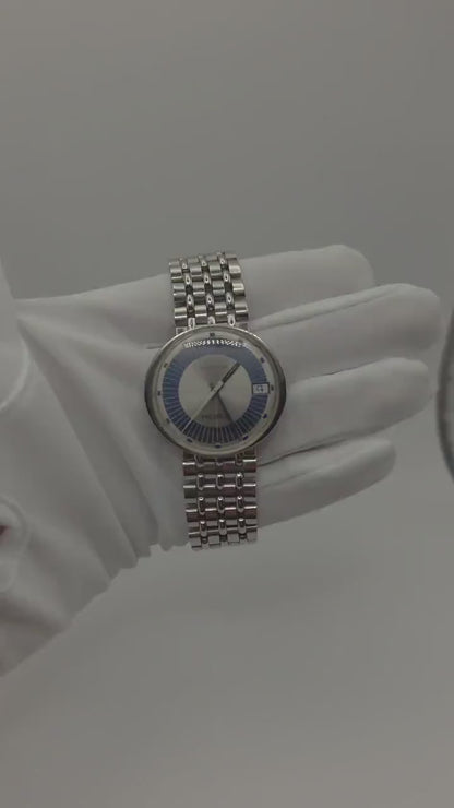 MOVADO President Vintage Men’s Watch – Swiss Made Silver & Blue Dial – 1970s Classic Design