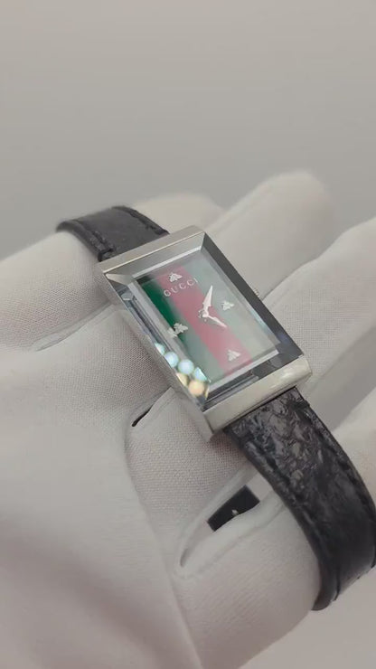 Gucci Rectangular Watch | Model 147.4 | Green-Red Stripe Dial | Swiss Made | Box & International Warranty | Women | - 125