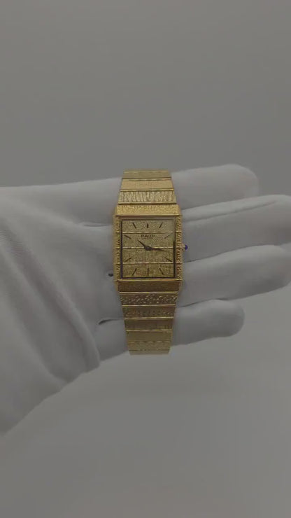 Vintage RADO Gold-Plated Textured Watch – Swiss Made – Box & Serial Card