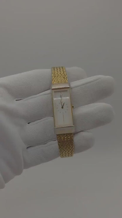 Vintage Yves Saint Laurent YSL Ladies Quartz Watch Gold Tone Rectangular Bracelet - 7
