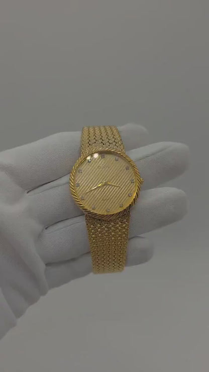 Vintage Elgin Unisex Quartz Watch Gold Tone Mesh Bracelet Swiss Movement Crystal Dial - 11