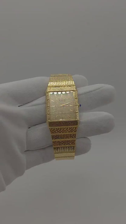 Vintage Rado Gold-Tone Quartz Watch – Textured Bracelet, Swiss Made