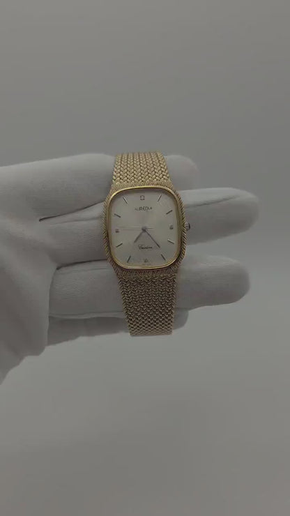 Aureole SW532M Gold Tone Vintage Quartz Watch – Textured Dial – Swiss Made – Elegant Dress Style