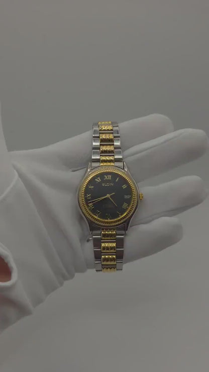 Vintage Elgin Automatic Watch - 1980s Two-Tone 21 Jewels