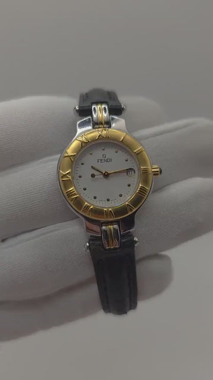 Fendi 900L Swiss Made Women’s Quartz Watch Gold Bezel White Dial Leather Strap | - 30