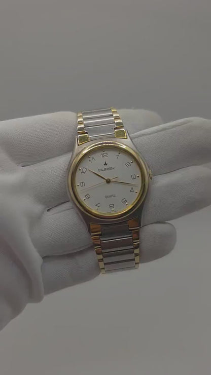 Buren Quartz Watch Ref. 0W-BU-217337 Two Tone Bracelet Swiss Unisex Vintage | - 40