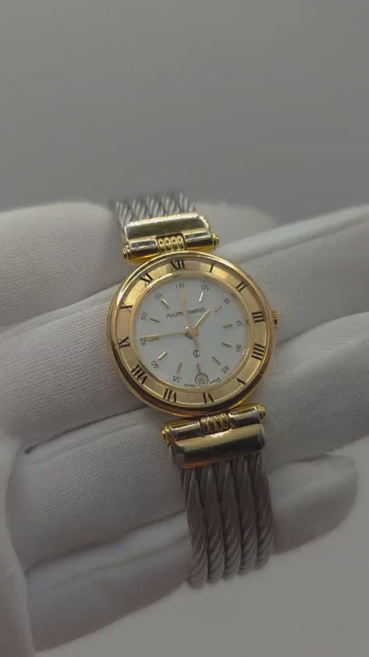 Philippe Charriol Quartz Watch Gold Tone Cable Bracelet Swiss Women Vintage | - 42