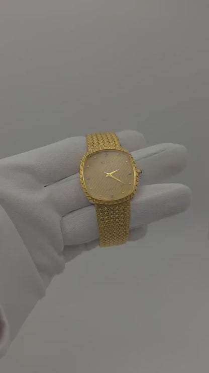 Vintage Elgin Swiss Men’s Watch – Gold-Tone Weave Bracelet