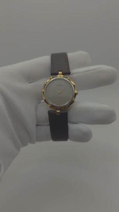 Vintage RADO Quartz Watch, Gold Plated Honeycomb Dial, Swiss Made