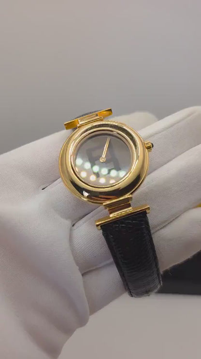 Fendi 320G Quartz Wristwatch Black Dial Gold Tone Case Leather Strap Box Guarantee | - 64