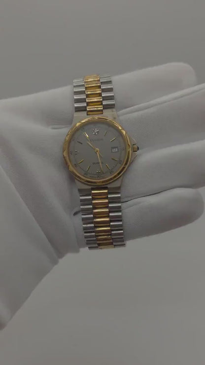 Vintage BULOVA Quartz Watch, Diamond Accent, Two-Tone Steel Gold Bracelet