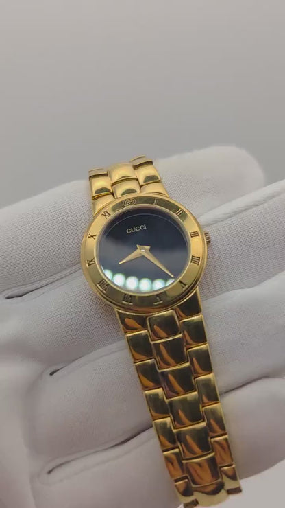 Gucci Gold Tone Watch | Model 3300.2.L | Black Dial | Swiss Made | Box & Warranty | Women | - 124