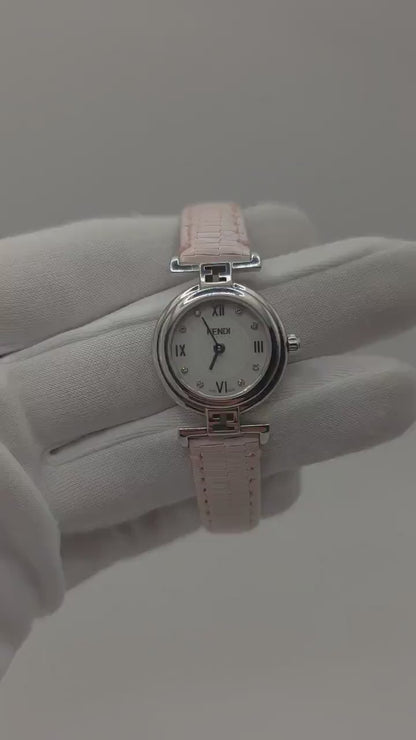 Fendi 003-2700L-763 Women Swiss Quartz Watch Pink Leather Strap Silver Dial Vintage Authentic | - 24