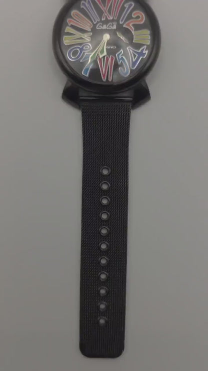 GaGa Milano Manuale 46mm: Black PVD Watch with Multicolor Dial (Box & Warranty)