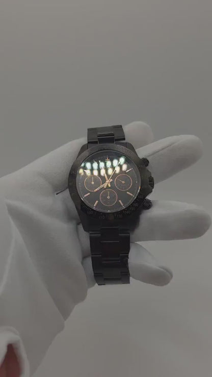 ELGIN Black & Gold Quartz Watch | Sport-Dress Timepiece, Original Box