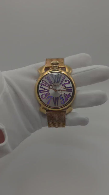 GaGà Milano Manuale 48mm Gold-Tone Wristwatch – Italian Design – Box & Papers
