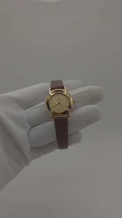 Vintage Fendi Ladies Quartz Watch Gold Tone Roman Dial Brown Leather Strap Swiss Made - 10