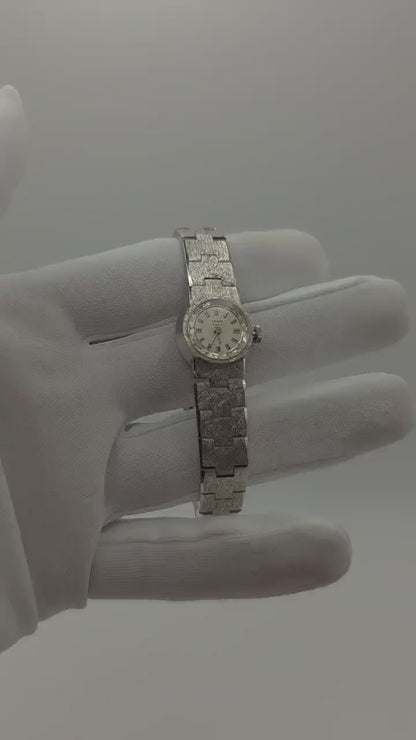 Yema Paris 746313 Ladies Vintage Silver-Tone Watch – Textured Bracelet – Classic French Design